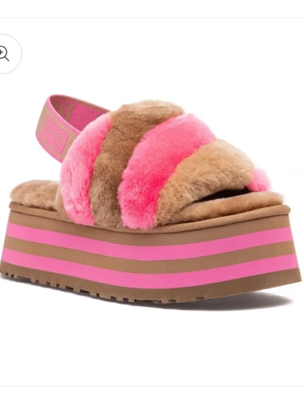 UGG Women's Disco Slide Stripe chestnut/pink size 8